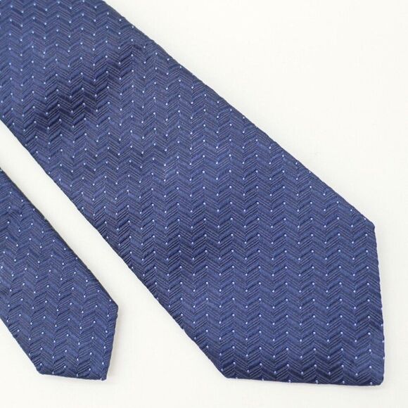Peter Elliot Blue Geometric Woven Short Skinny‎ Silk Tie - Picture 1 of 5